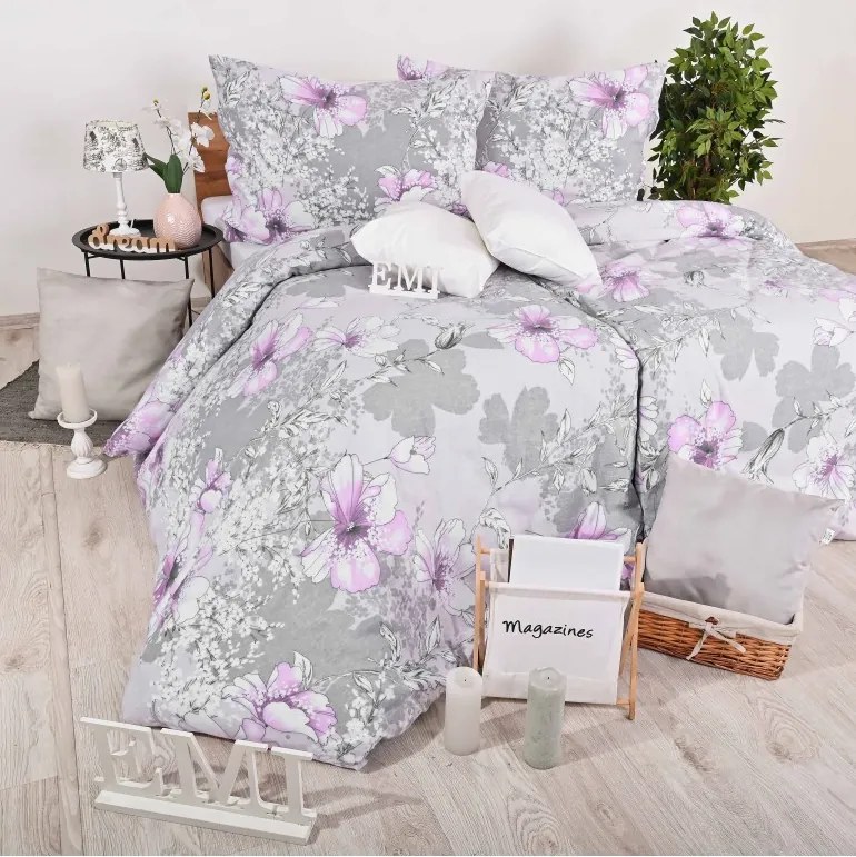 Flanelové obliečky Violet EMI, Štandardný set jednolôžko obsahuje 1x 140x200 + 1x 70x90