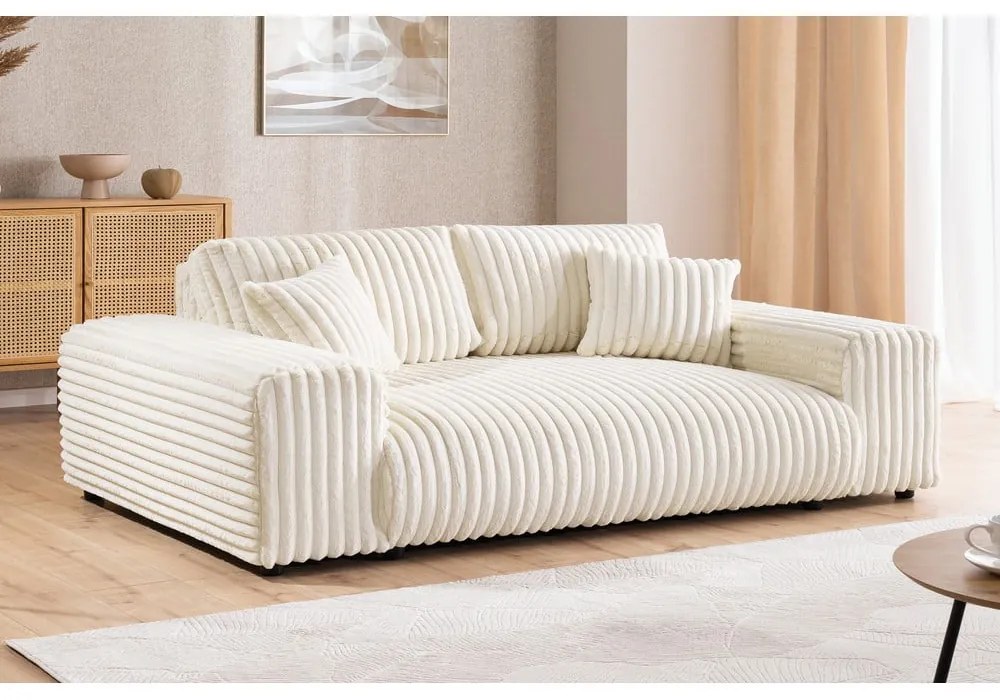 Krémová menčestrová pohovka 213 cm Justin – Ropez