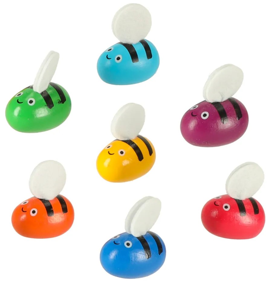 KIK Montessori drevená vzdelávacia hra Včely – farebné včielky na rozvoj motoriky