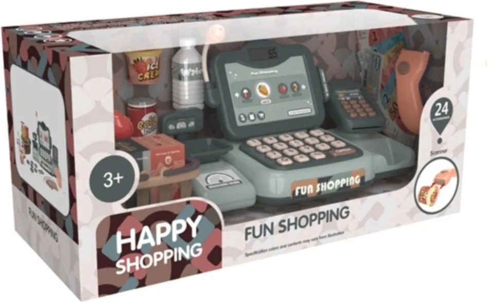 MULTISTORE Detská pokladňa so skenerom, terminálom a váhou – hračka s potravinami, zvuk, pre 3+