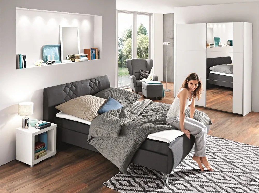 Šatníková skriňa Kronach, 175 cm, biela/zrkadlo