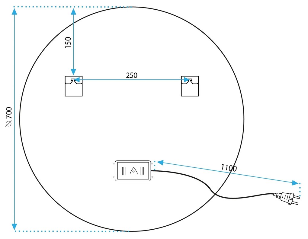 Kulaté dotykové zrcadlo s LED osvětlením HZJ090 70 cm