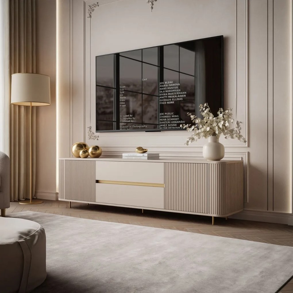 TV STOLÍK PORTOFINO GOLD BÉŽOVÝ 180 cm
