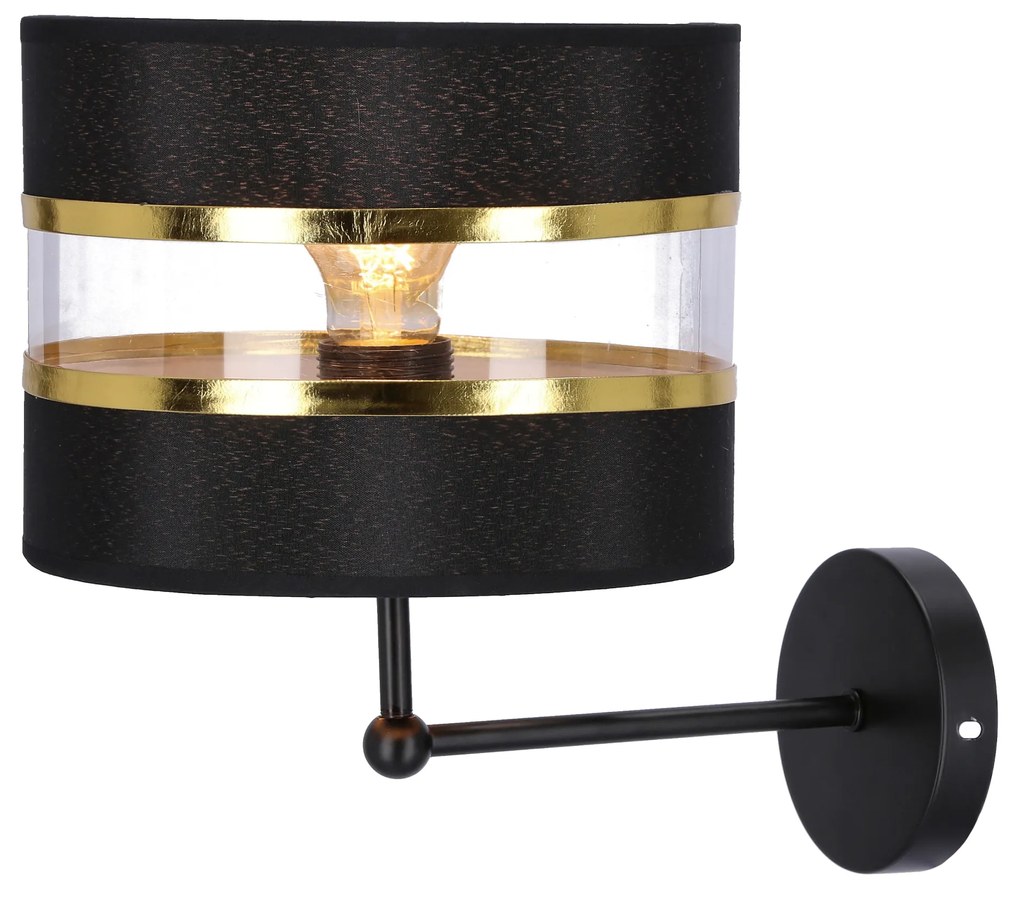 Candellux ANDY Nástenné svietidlo black 1X40W E27 black+golden lampshade 21-06134