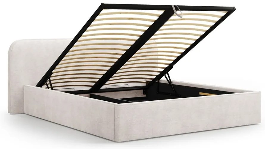 Biela čalúnená dvojlôžková posteľ s úložným priestorom s roštom 200x200 cm Elizabeth – Micadoni