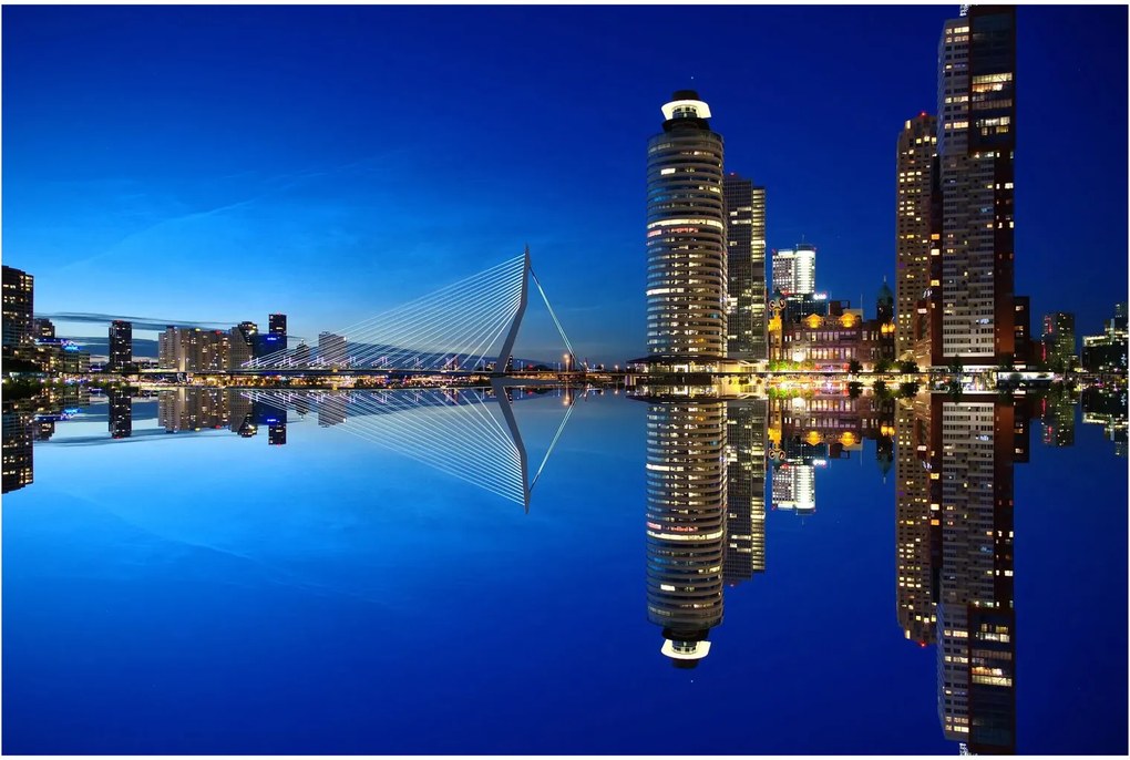 Obraz - nočný Rotterdam (90x60 cm)