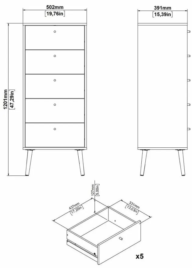 Biela vysoká komoda 50x120 cm Bodo – Tvilum