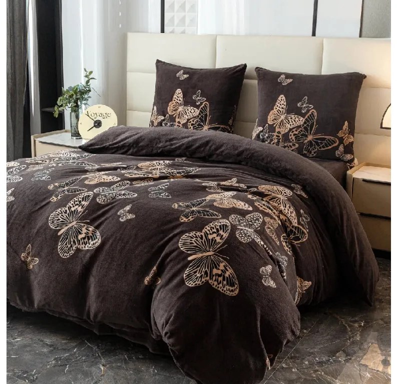 Obliečky mikroplyš BUTTERFLYA hnedé Rozmer obliečky: 70 x 80 cm | 140 x 200 cm