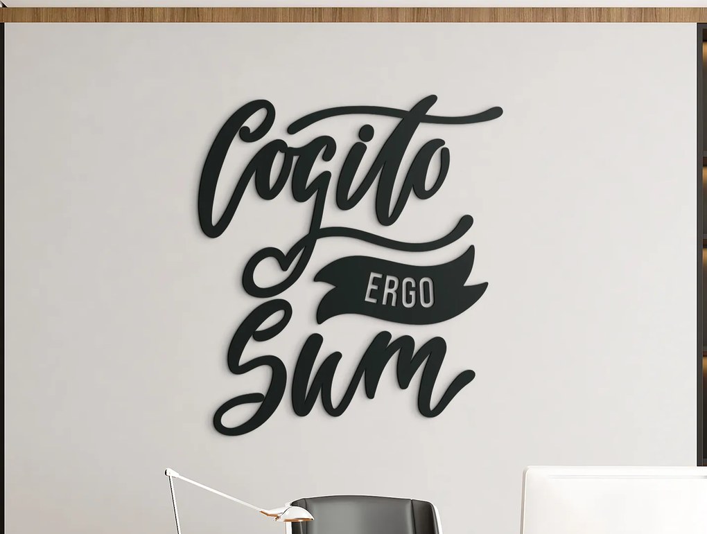 drevko Drevená dekorácia Cogito ergo sum Rozmer obrazu: 44 x 39,5 cm, Farba dekorácie: Čierna