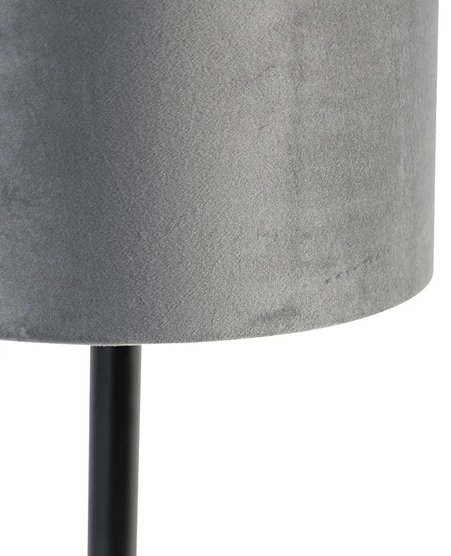 Moderná stolná lampa čierna so sivým tienidlom 25 cm - Simplo