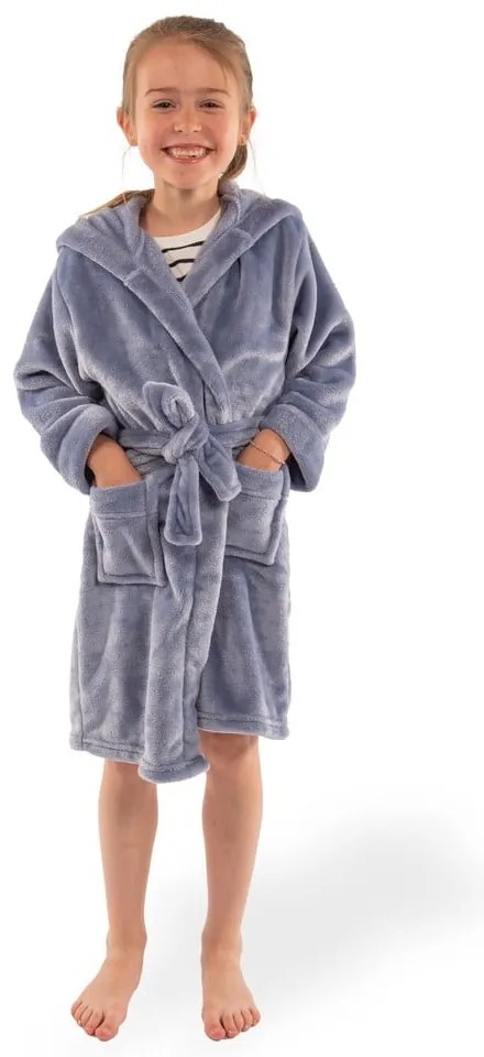 Modrý detský župan z mikroplyšu veľkosť 122-128 Delux – Tiseco Home Studio