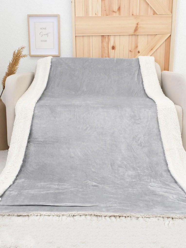Baránková deka mikroplyš Exclusive 220 × 200 cm – Laura svetlo sivá