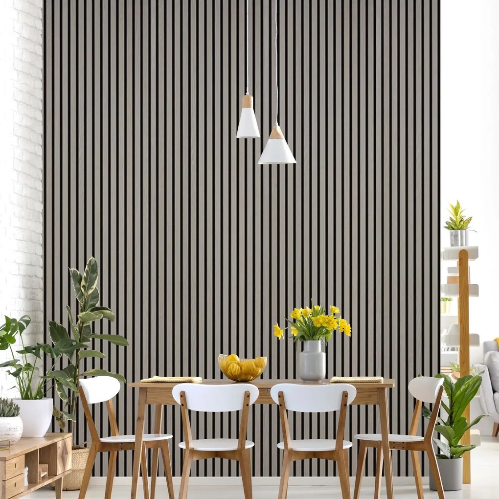 Drevený akustický panel, 2400 x 600 mm, B2BP009, dub grafitový