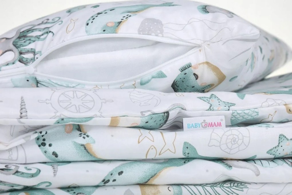 Detské bavlnené obliečky do postieľky 120x90 cm BABYMAM PREMIUM - Morský svet