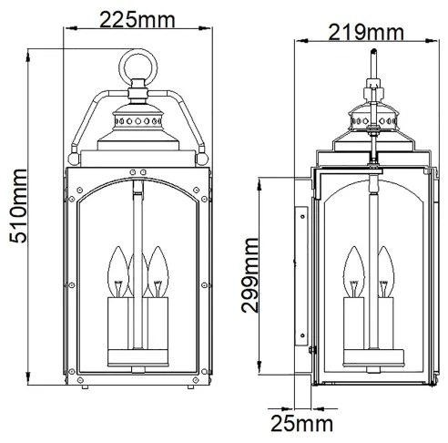 Feiss FE-RANDHURST-L-CO-Vonkajšie nástenné svietidlo RANDHURST 3xE14/40W/230V IP44