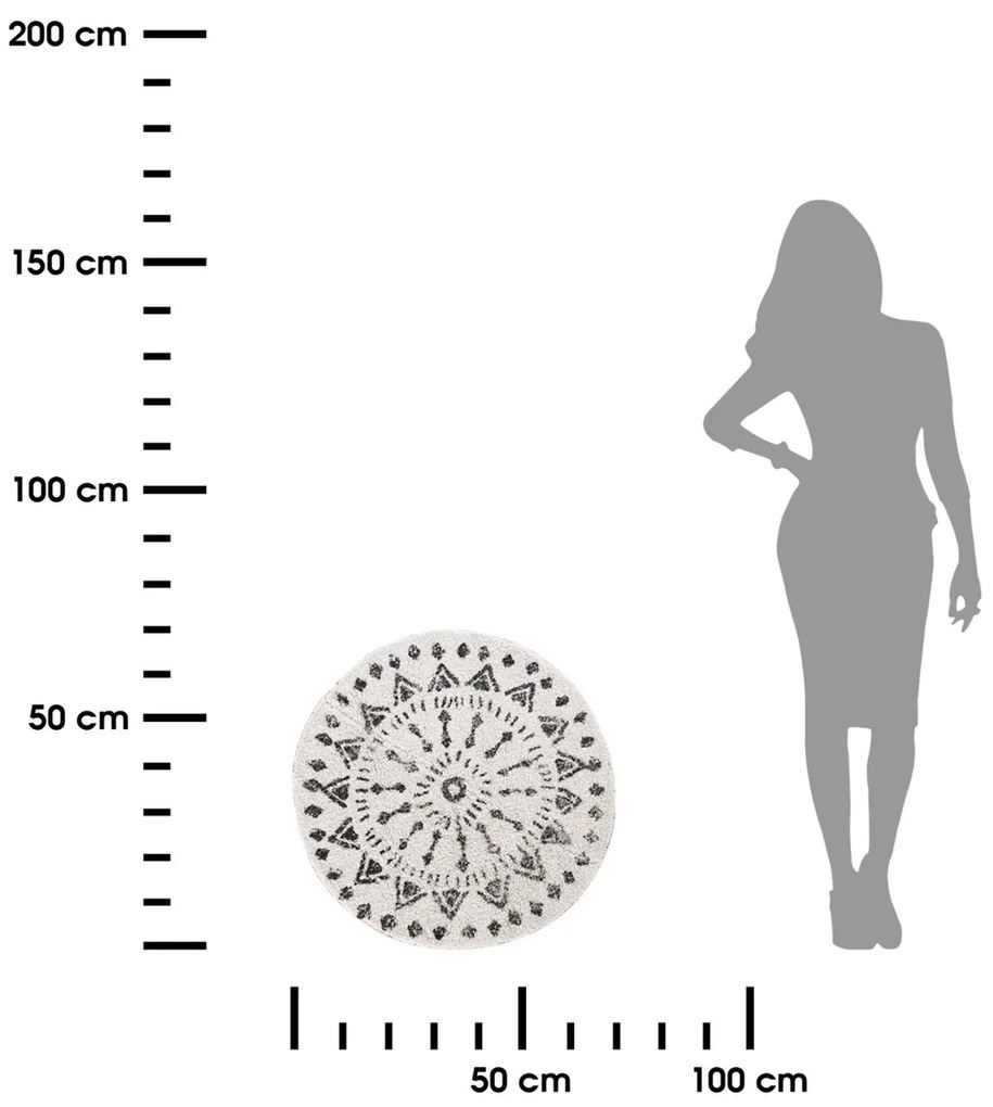 Koberec Jasmine1, (fi) 70 cm, biela/čierna
