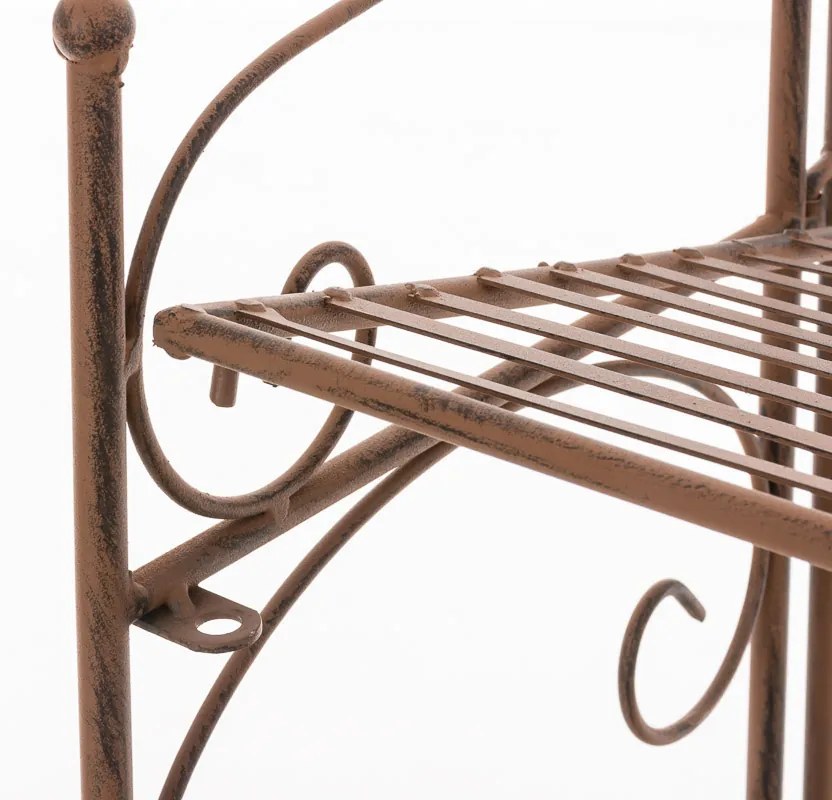 Kovová polica regál Lenja - Hnedá antik