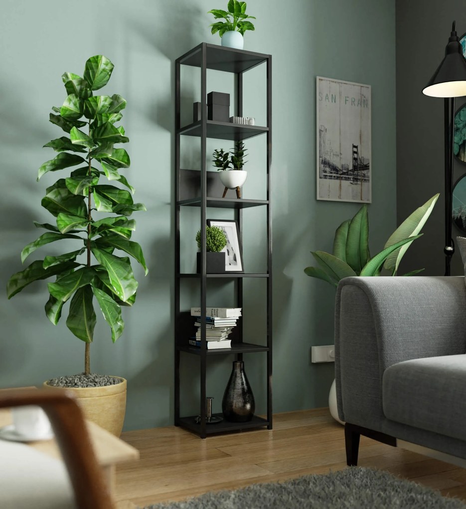 Regál PRAMONI 40x192 cm čierny