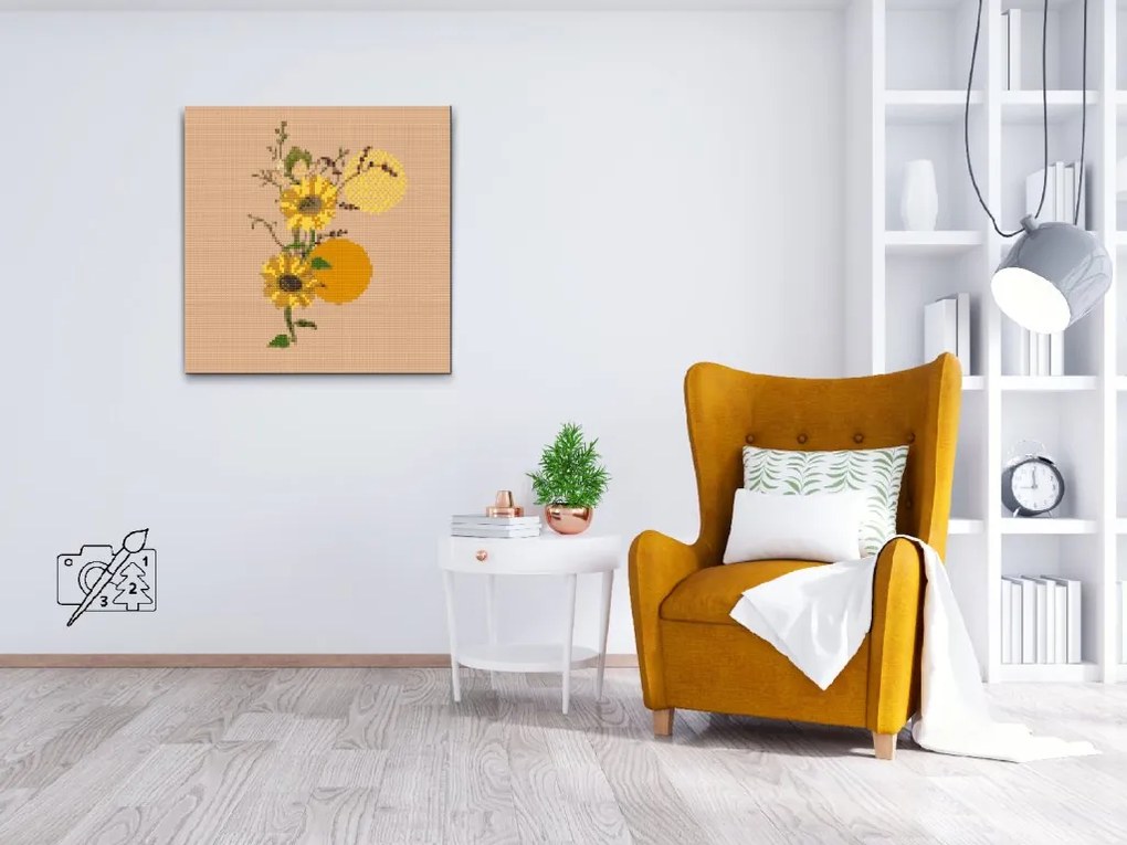 Gario Diamantové maľovanie Boho slnečnice Rozmery: 50 x 50 cm, Rámovanie: S vnútorným rámom, Diamanty: Okrúhle