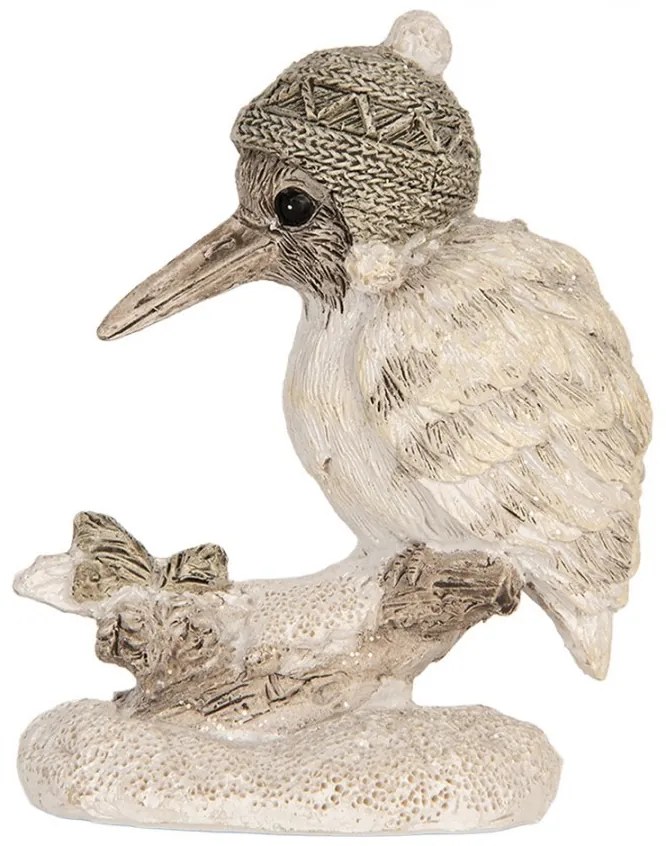 Béžová antik dekorácia vtáčik na vetvičke - 7*6*8 cm