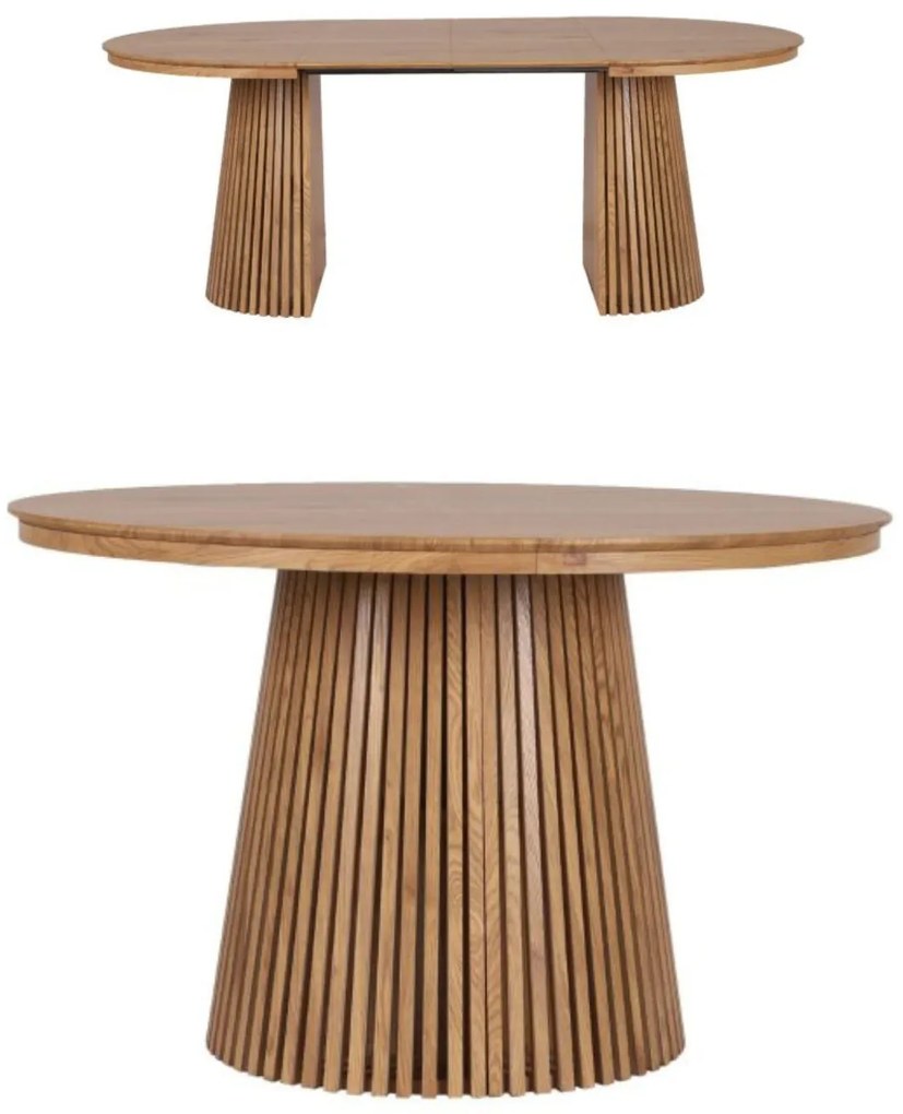 Rozkladací okrúhly stôl Fjord s lamelami, 120 cm–200 cm