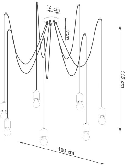 Sollux  SL.1162 - Luster na lanku NESO 7xE27/15W/230V pavúk betón