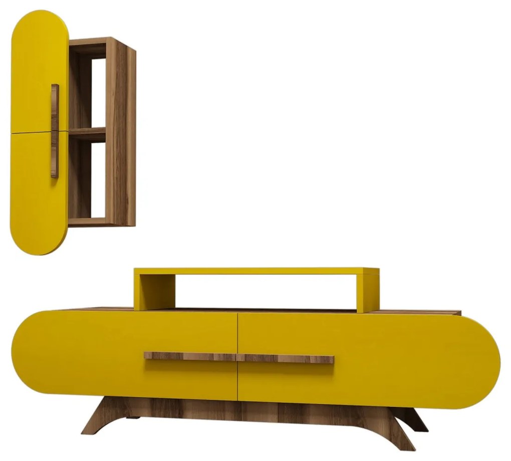 Obývacia stena ROSE S 145 cm orech/žltá