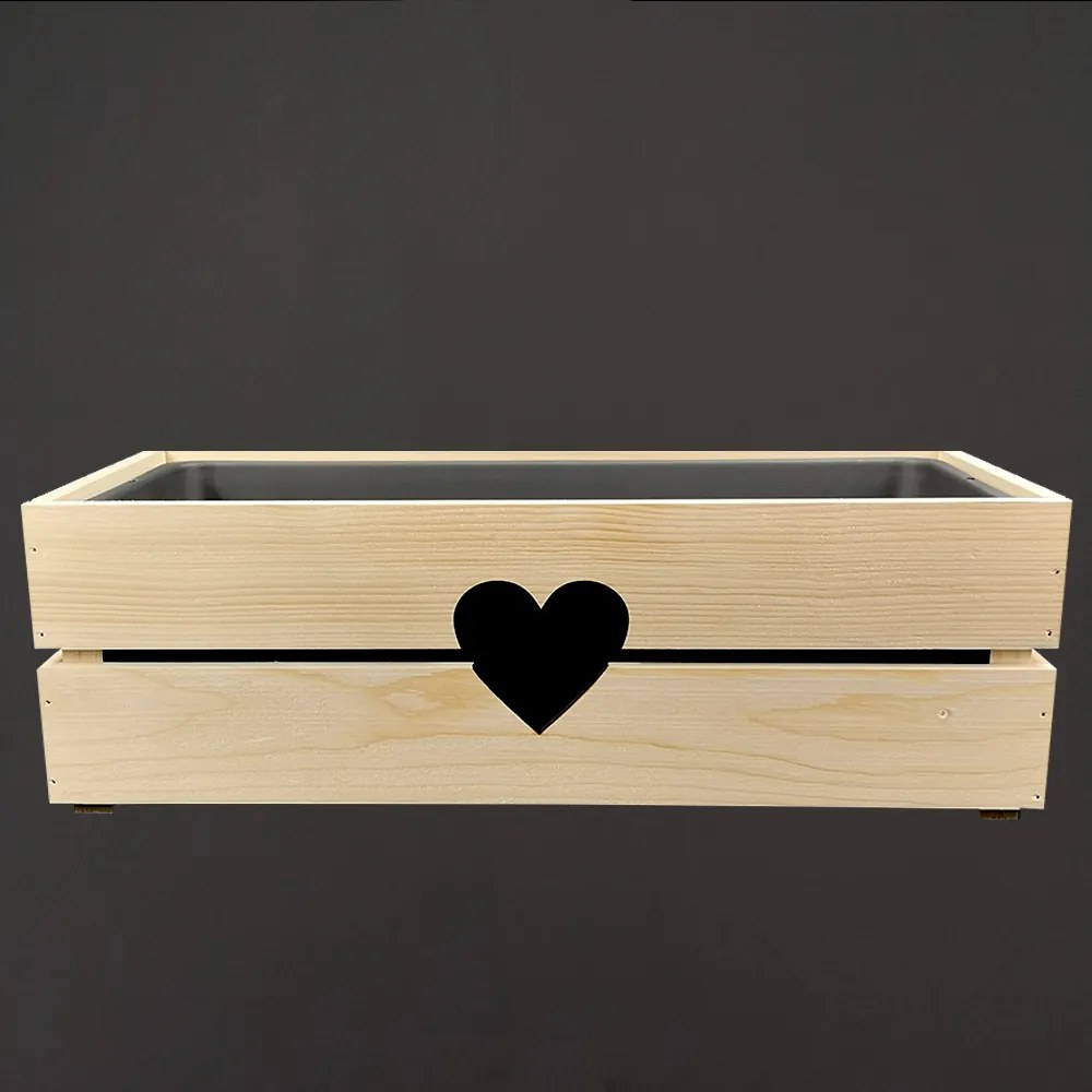 AMADEA Drevený obal na kvetináč so srdcom, 52x21,5x17cm Český výrobok