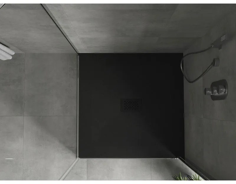 Mexen Hugo, štvorcová sprchová vanička SMC 100 x 100 cm, čierna, čierna krytka, 42701010-B