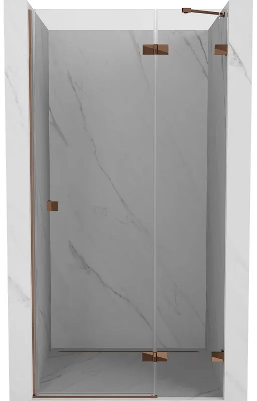 Mexen Lunar, pravé otočné sprchové dvere 110 cm, 8mm číre sklo, ružové zlato profil, 834-110-000-60-00-P