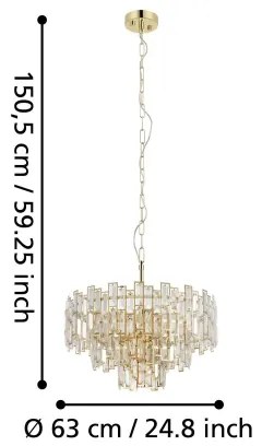 Eglo 39613 - Luster na reťazi CALMEILLES 10xE14/25W/230V priemer 63 cm