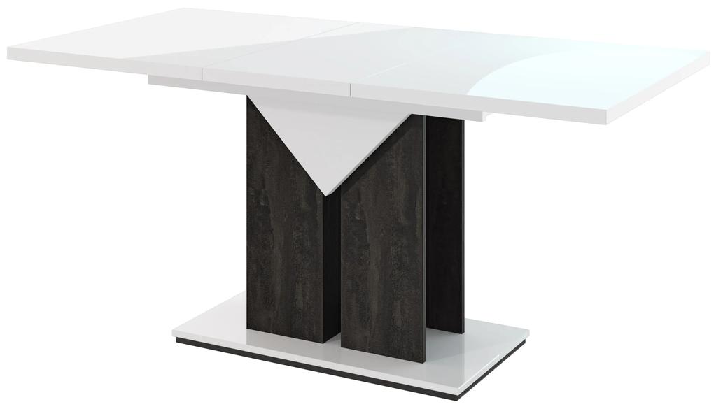 Jedálenský stôl Tarni (lesk biely + tmavosivá) (pre 4 až 6 osôb). Vlastná spoľahlivá doprava až k Vám domov. 1055253