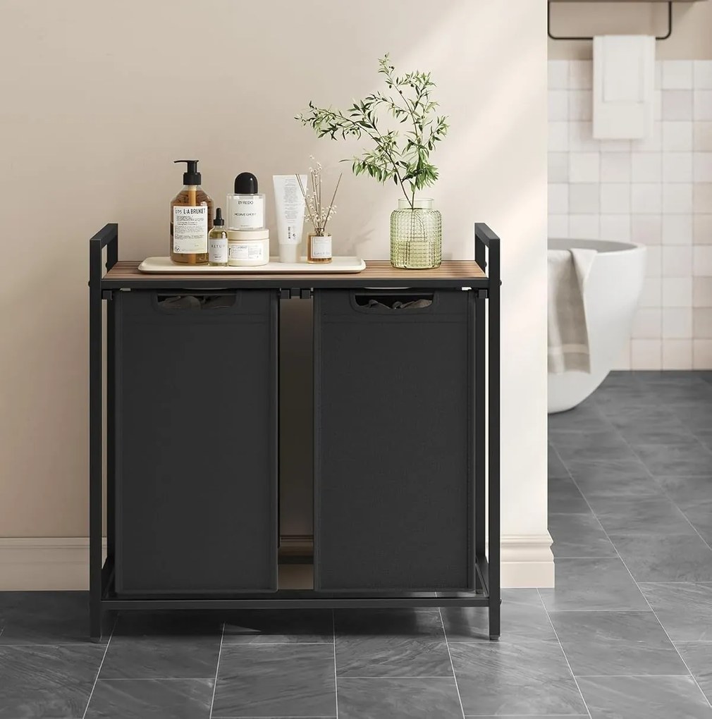 Kôš na bielizeň Vasagle Ovules ťaví hnedý/čierny