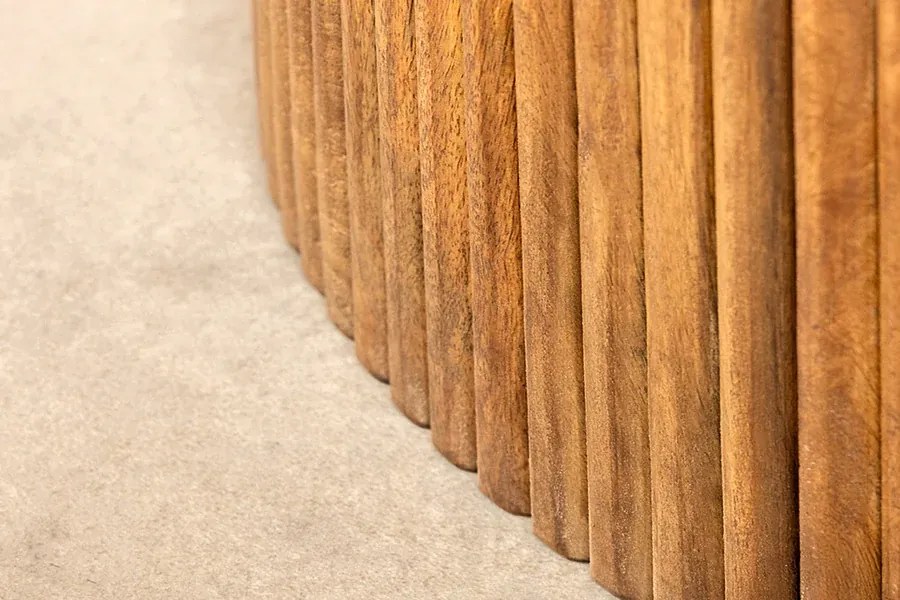 Jedálenský stôl TRES 120 cm okrúhly mangové drevo hnedý s úložným priestorom