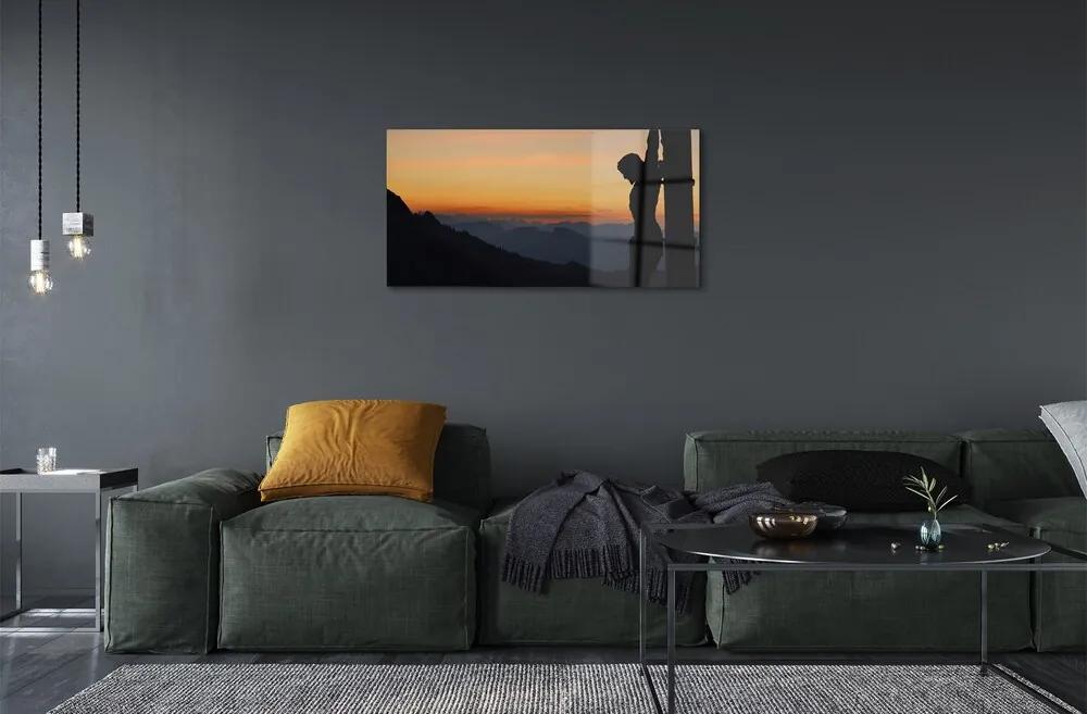 Sklenený obraz Ježiš ukrižovaný slnko 140x70 cm