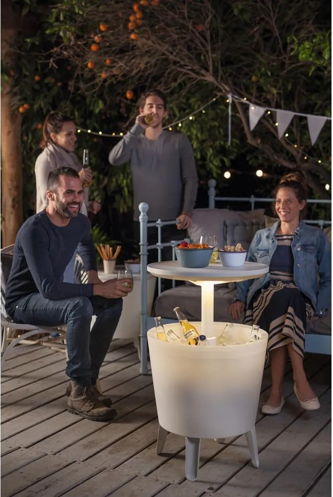 Okrúhly záhradný stolík so zásobníkom na ľad 49.5x49.5 cm Illuminated cool – Keter