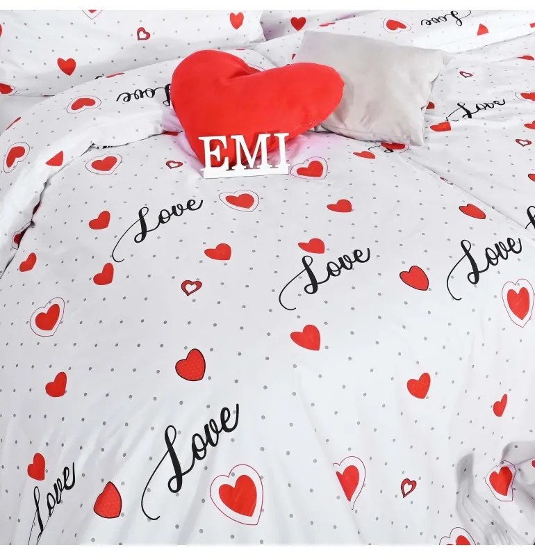 Obliečky bavlnené Love EMI, Štandardný set jednolôžko obsahuje 1x 140x200 + 1x 70x90