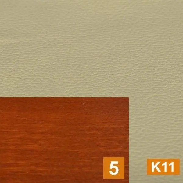 Kožená sedacia súprava Baron LUX 3N + 1 + 1, béžová s drevom kalvados (k11 / 5)