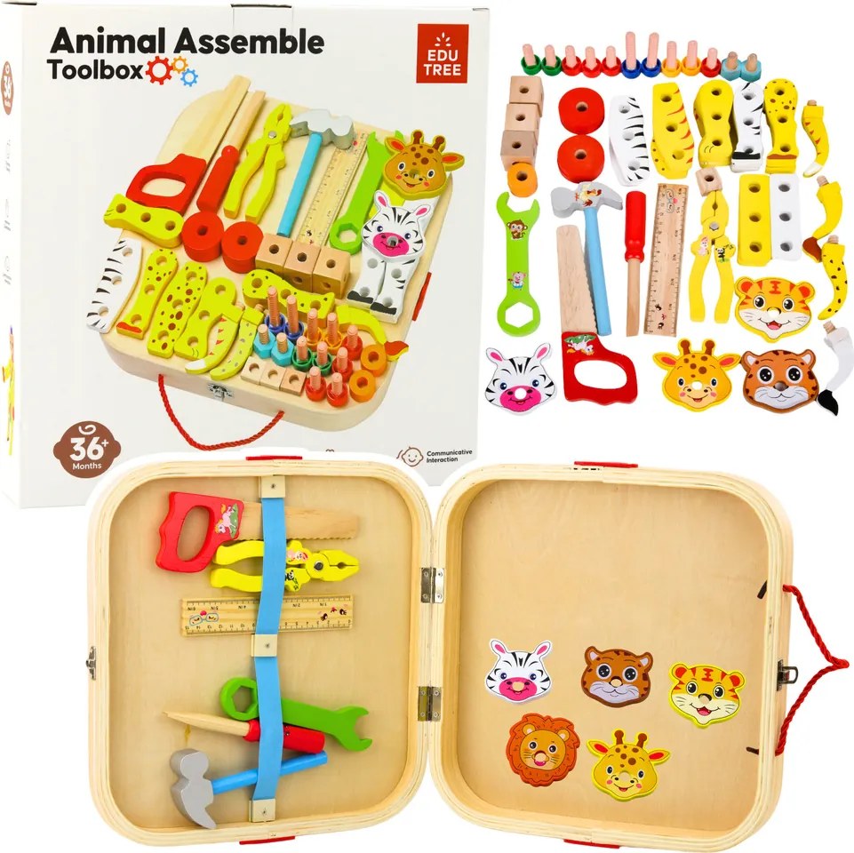 LEAN Toys Drevená sada skrutkovačov pre domácich majstrov v kufríku 59el