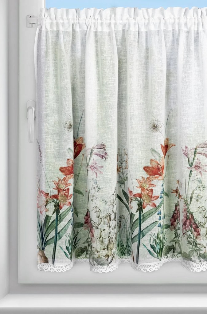 KRÁTKA ZÁCLONA NA PÁSKE NEMEZJA 150X90 CM KVETY