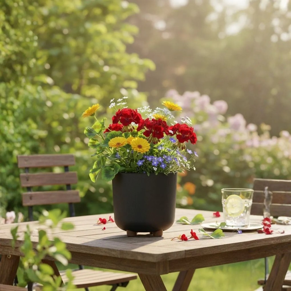 PLASTOVÝ KVETINÁČ TERRA 19,5X21 CM ANTRACITOVÁ