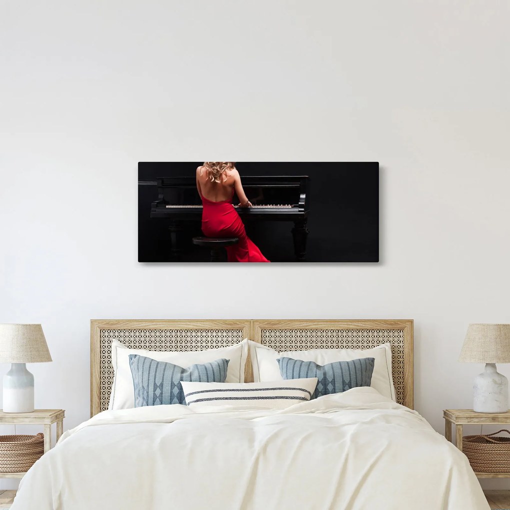 Obraz ženy hrajúce na klavír (120x50 cm)