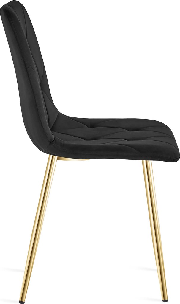 Čierna zamatová jedálenská stolička LIBRA so zlatými nohami