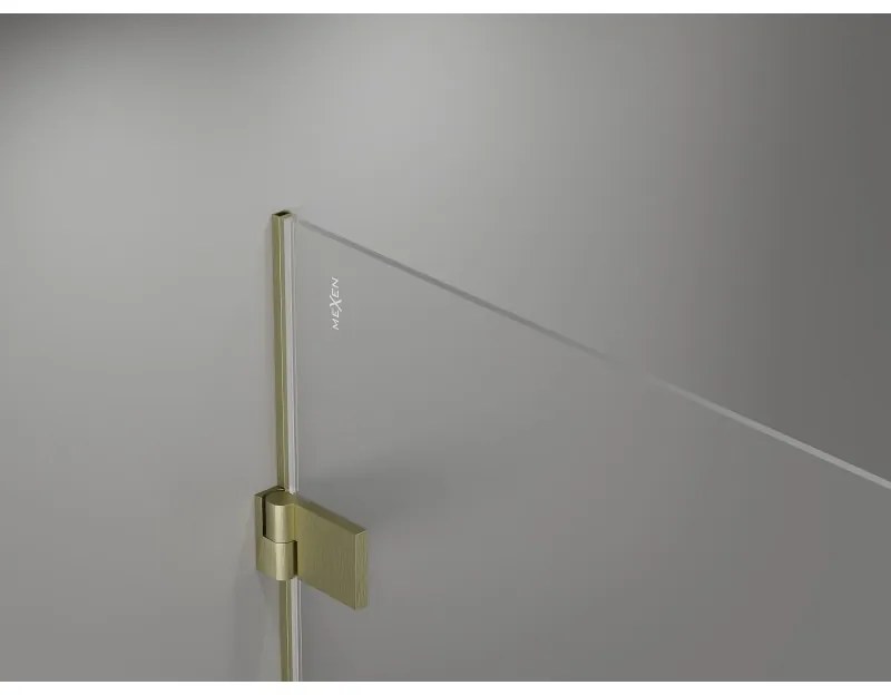 Mexen Lunar-B Duo, výklopný sprchový kút 100 x 70 cm, 8mm číre sklo, zlatý matný profil, 832-100L-070P-55-00