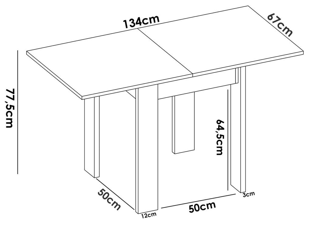 Jedálenský stôl rozkladací biely Bok