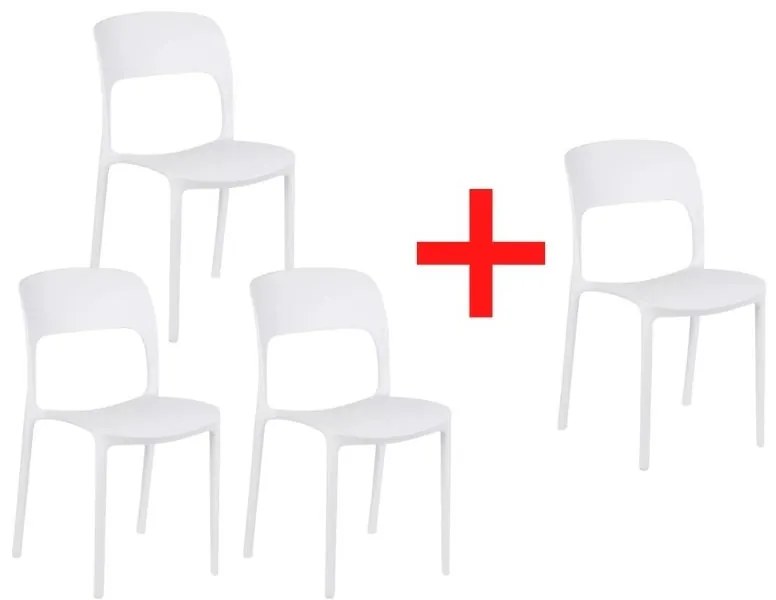 Jedálenská stolička REFRESCO, biela, 3+1 ZADARMO
