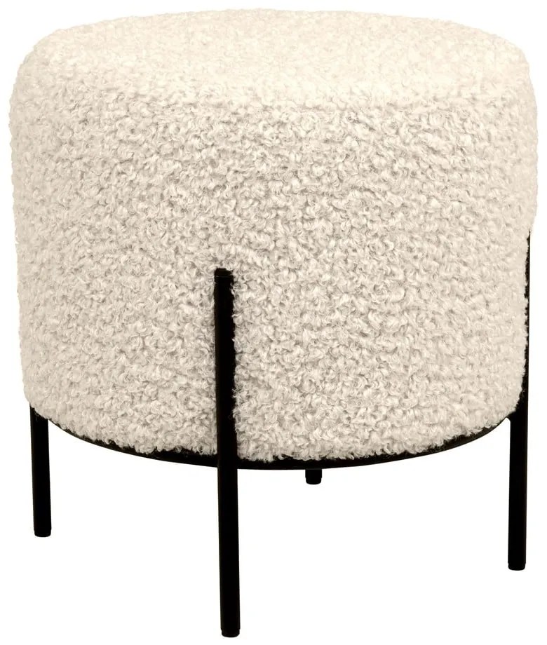 Krémovobiely taburet z textílie buklé Alford – House Nordic