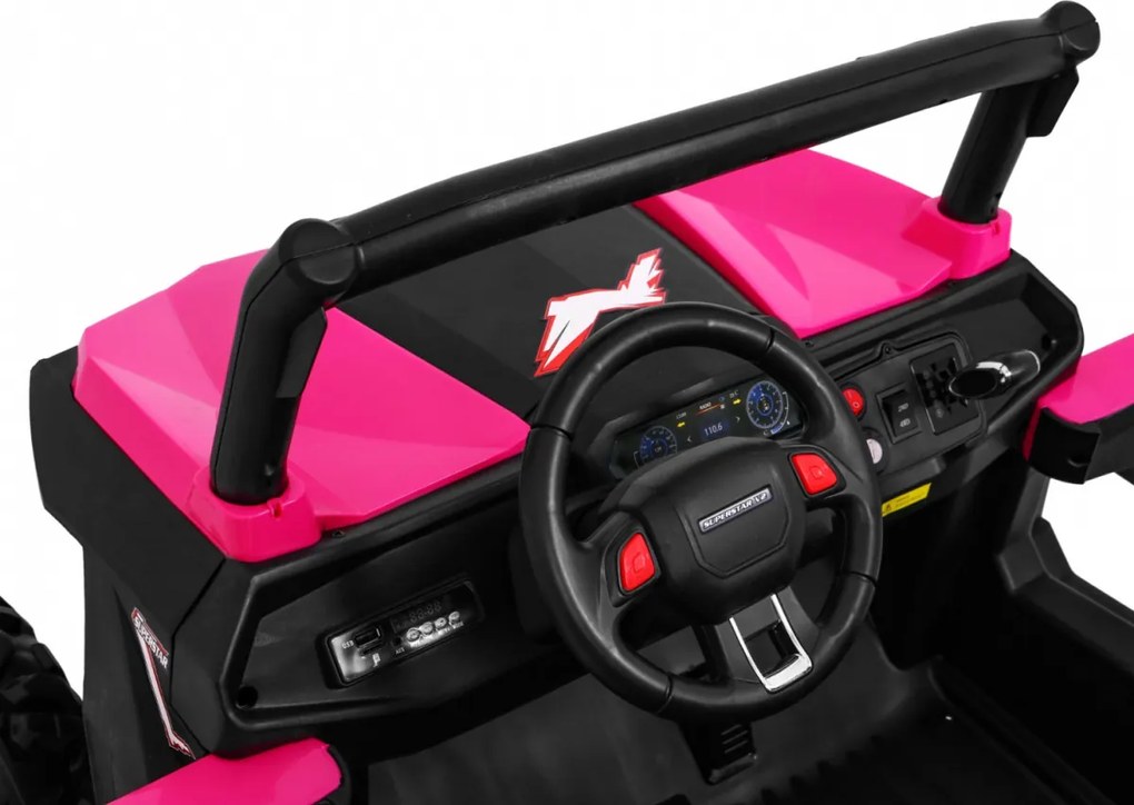 Ramiz Detský kočík SuperStar ružový + pohon 4x4 + diaľkové ovládanie + batožinový priestor + MP3 LED + zámok dverí