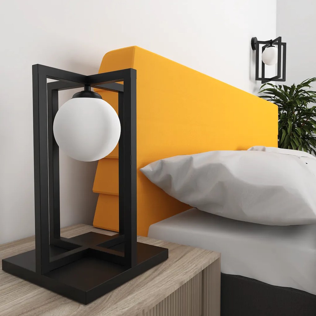 Stolná lampa Diego, 1x biele sklenené tienidlo, b