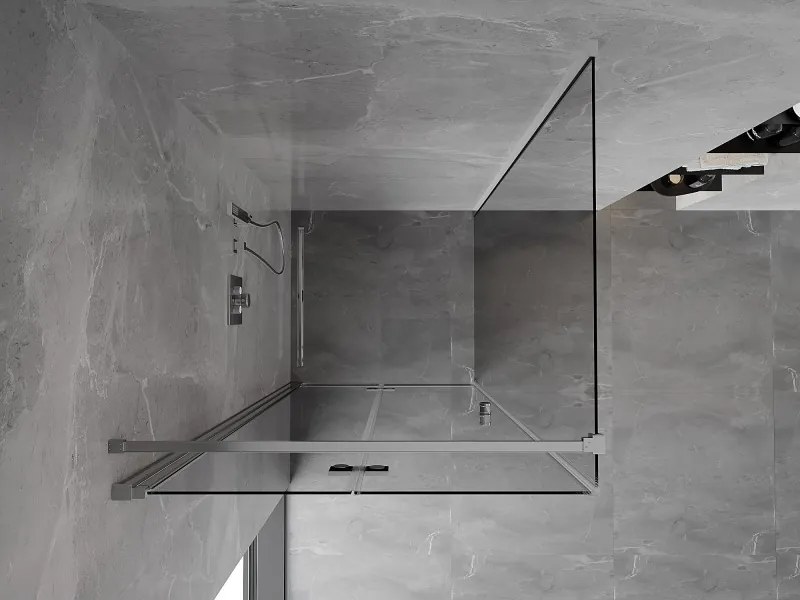 Mexen Mist-F T, 1-krídlový skladací sprchový kút ľavý 90 x 90 cm, číre sklo, chrómový profil, 8A6T-090-090-01-00-L